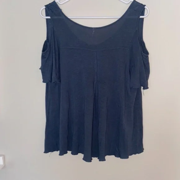 Free People Bittersweet Cold Shoulder Blue Top Size: Small - Picture 4 of 9